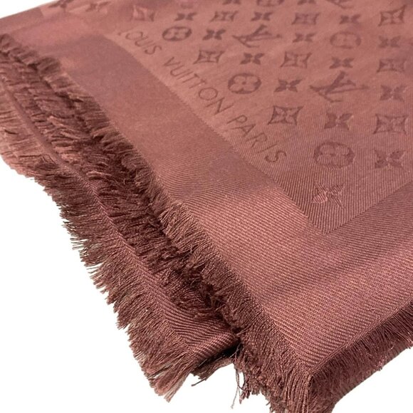LOUIS VUITTON Shawl Monogram Bordeaux Scarf Wool Silk 579-090225 - Picture 4 of 7